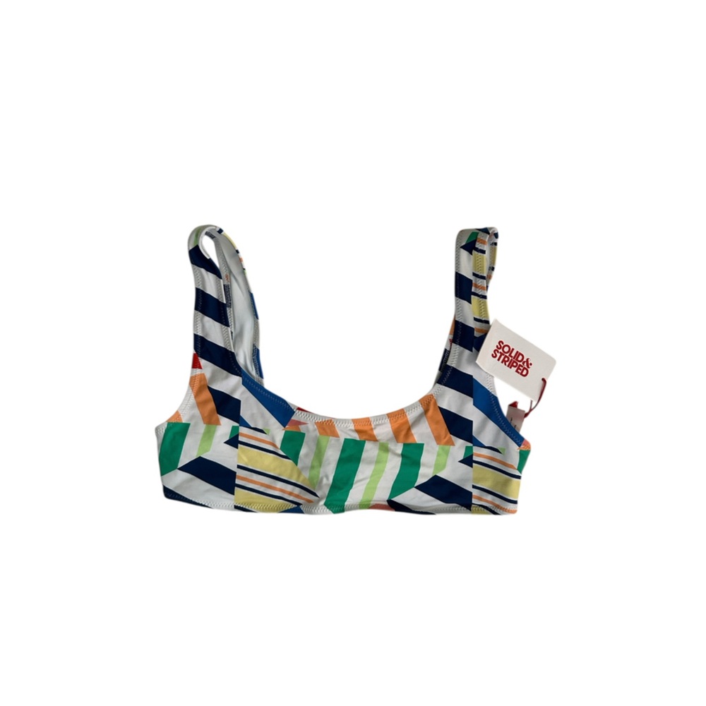 SOLID & STRIPED Multicolor Geometric Bikini Top size Medium